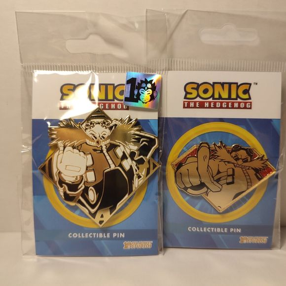 Sonic The Hedgehog Eggman Limited Edition And Golden Series Enamel Pins Bundle - Picture 1 of 3